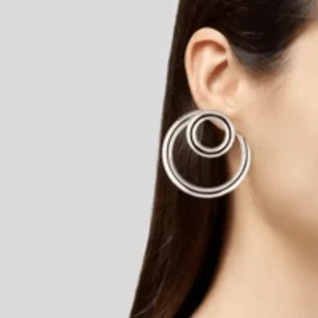 ALEXANDER WANG Silver Toned Large Double O-Ring Earrings. New! 2