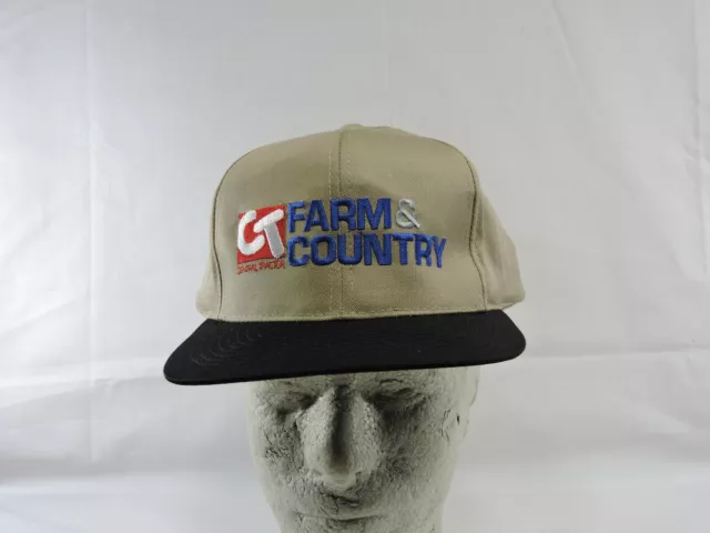 Trucker Farmers Hat Ball Cap CT Central Tractor Farm Country Khaki Blk Brim SB