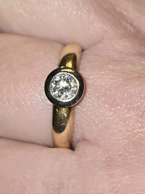 Solitär Brillant Ring in 585er /  Bicolor Gold  , 0,50 Carat , 4,17 Gramm