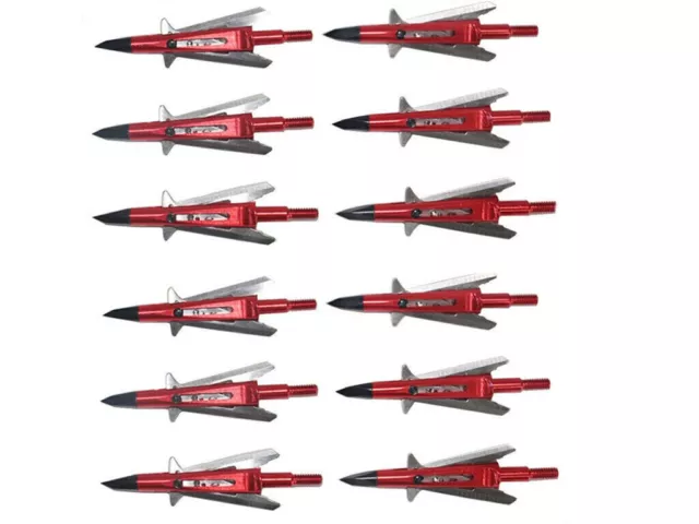 12PCS Hunting Red Killzone Broadheads 100Grain Sharpen Blade 2" Cut Archery Tips 3