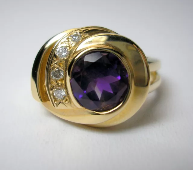 1,35 Karat natürlicher Amethyst & Diamanten 14KY massiver gold maßgeschneiderter Ring war $ 1.195 Video