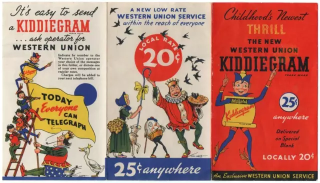Telegram Advertising folder for "The New Western Union Kiddiegram"  Colorful!