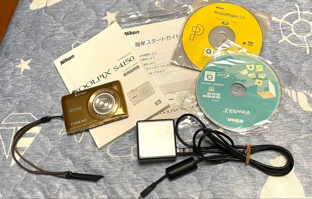 美品Nikon COOLPIX S4150 ゴールド 本体と充電器説明書　DVD NIKON COOLPIX S4150 14MP Digital Camera Working Nikkor 5x Zoom VGC