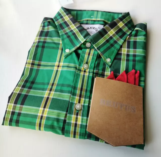 Camicia tartan verde Heritage Brutus Trimfit taglia XXL mod skinhead