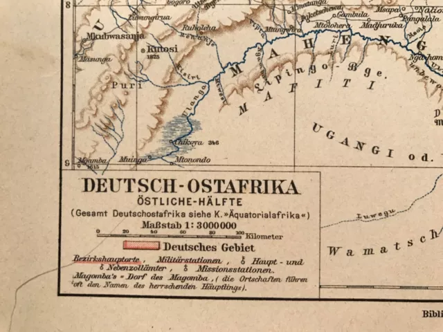 Landkarte Kolonie Deutsch - Ostafrika, östl. Hälfte, Sansibar, Meyer 1892