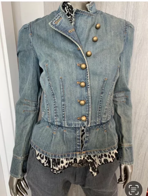 Vintage Marc Jacobs Denim Gold Button Cropped Denim Jean Jacket Sz 4-6