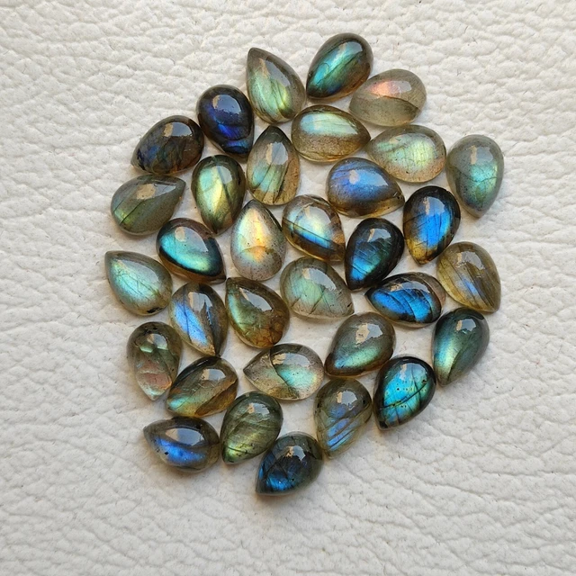 Naturel Multi Flashy Labradorite Cabochon Larme Goutte Forme Mix Taille Gemme