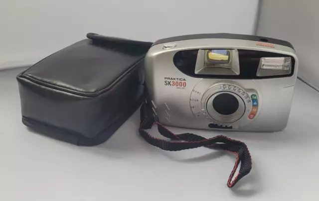 Praktica SK3000 35mm Film Point and Shoot Camera Silver Tested MACRO w/ flash