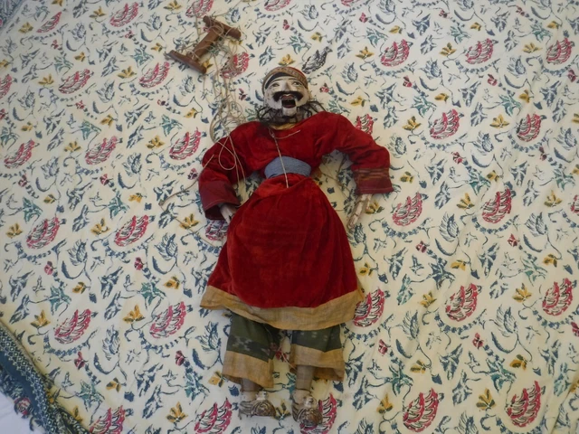 Antique 1900s Burmese String Puppet Marionette Red Home Minister Myanmar