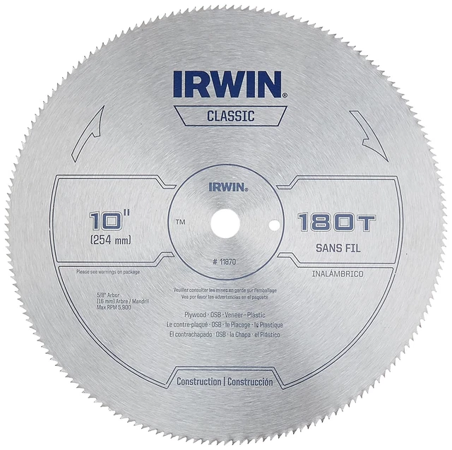 Hoja de sierra métrica IRWIN de 10 pulgadas, serie clásica, mesa de acero (11870)