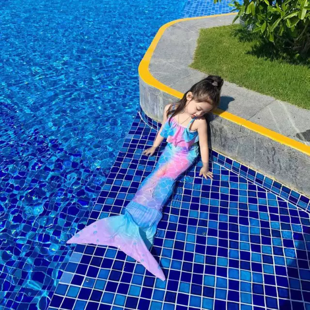 3pcs/set Kid Baby Girls Mermaid-Tail Swimsuit Swimwear Beachwear Bathing Suit US 3