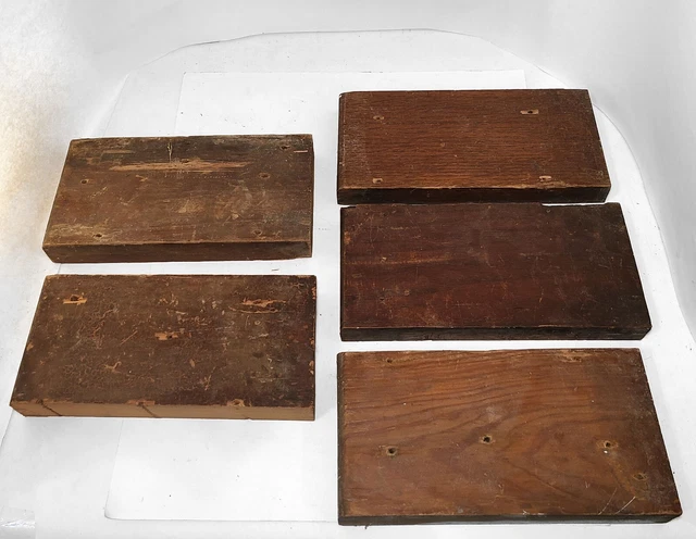 Lot of 5 Antique Plinth Blocks Oak and Pine Antique Door Trim Casing Farm House