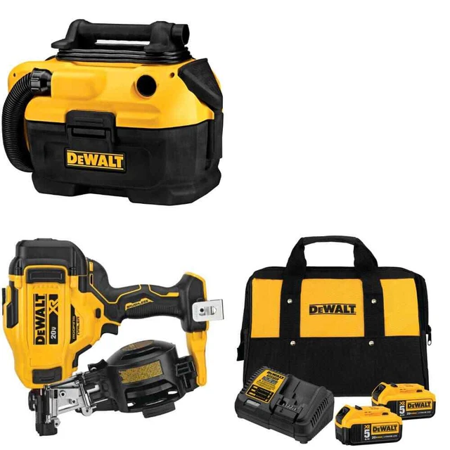 DEWALT DCN45RNB ROOFING Nailer w/ DCV581H Wet/Dry Vacuum & FREE Battery