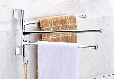 Bathroom Hand Towel Rack Holder Swivel Bars Rail Wall Mount Hanger Shelf SUS 304