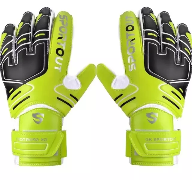 Sportout Youth & Adult Goalie Gloves - Strong Grip - FINGER SAVERS - Size 7