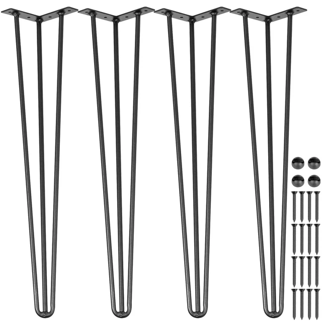 VEVOR Pieds de Table en Épingle à Cheveux de 66 cm Kit de 4 pieds avec 3 Tiges