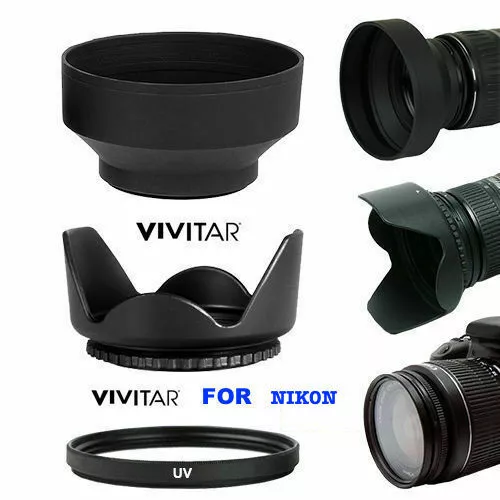 67Mm Hard Lens Hood + Rubber Soft Hood +Hd 67Mm Uv Filter For Nikon Coolpix P900