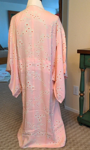 Excellent Lovely Vintage Japanese Silk Juban Kimono Robe All Silk  Lined  M L