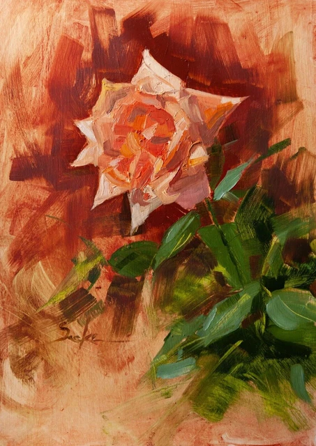 Pittura a olio originale Impressionista Fiore Pittura Arte floreale - Una rosa