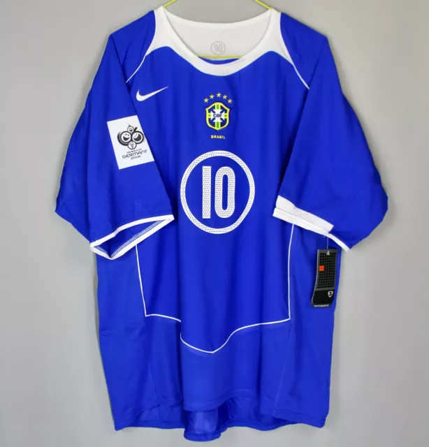 Maglia Da Trasferta Brasile Squadra Nazionale Brasiliana 2004 2006 Nuova Con Etichette #10 Ronaldinho