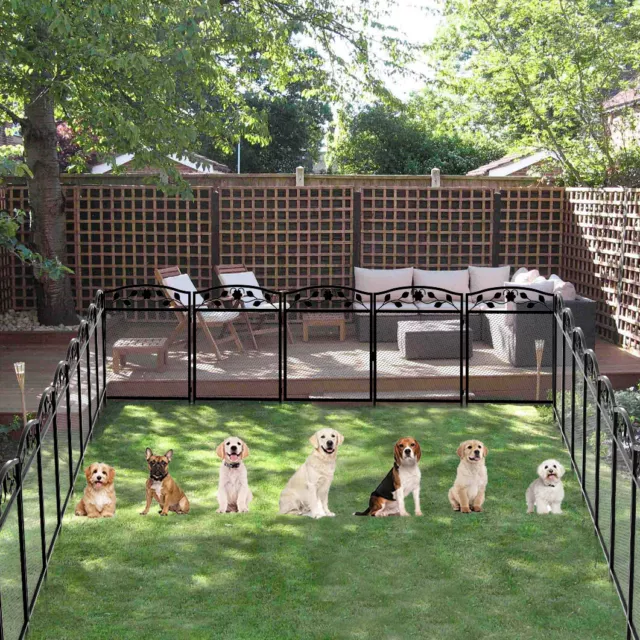 Higher Dog Playpen Iron Garden Fence Outdoor for Large/Medium/Small Dogs 5Panels