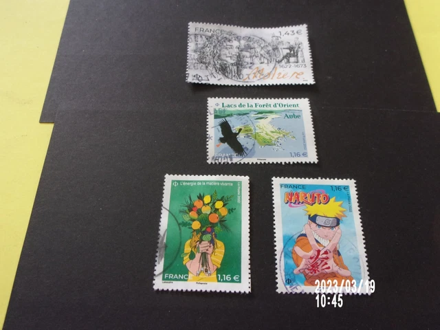 Lot 4 timbres 2022 oblitérés cachets ronds
