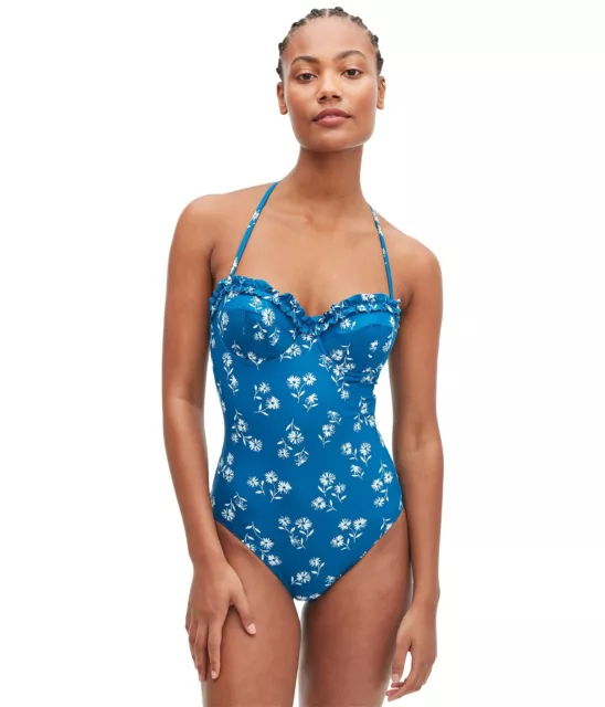 $150 Kate Spade New York Dandelion Floral Ruffle Underwire One-Piece Small NWOT