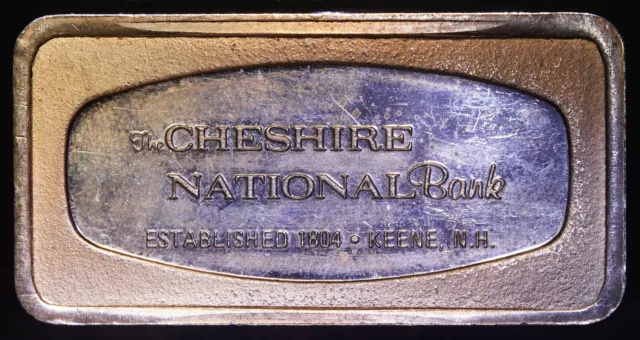 1970 Cheshire National Bank Keene NH Franklin Mint 2oz 925 Silver art bar C3224