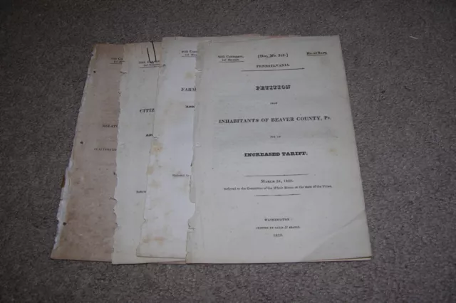 4x 1828 Increase Tariff Wool etc PA MD OH Government Documents