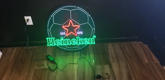 Rare Large Heineken Soccer Beer Led  Est 1873 Ad Sign Light Pub Restaurant 28X28