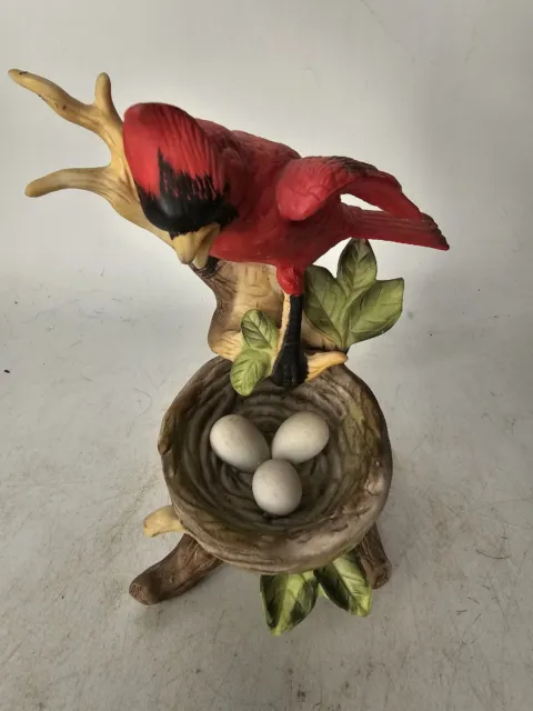 Vintage Ceramic Cardinal On A Branch With Eggs