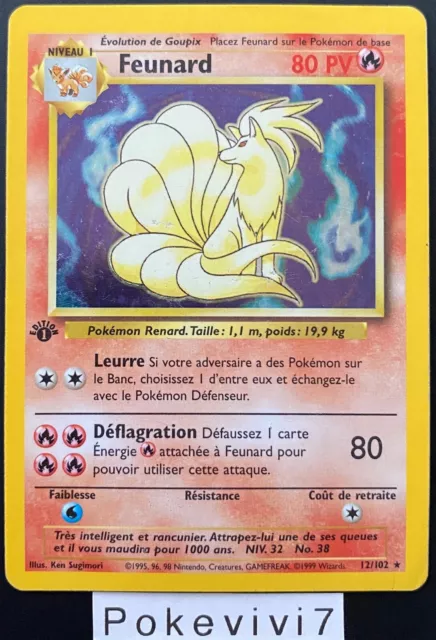 Carte Pokemon FEUNARD 12/102 Holo Set de Base EDITION 1 Wizards FR