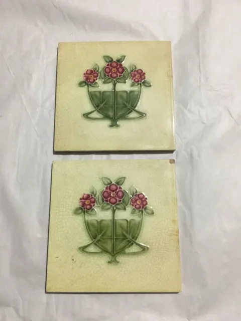 Vintage Ceramic Beautiful Flower  Design Porcelain  Tiles  2 Pieces