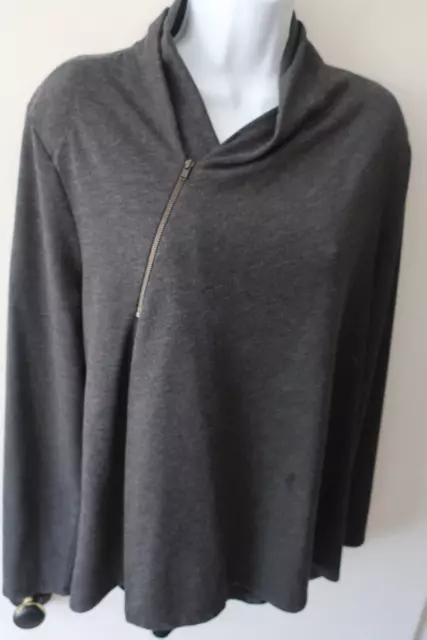 Ann Taylor Asymmetric Quarter Zip Wrap Long Sleeve Sweater TOP Gray SIZE XL EUC!
