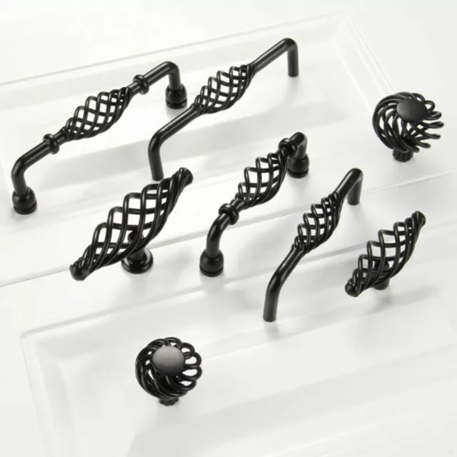 Poignées de Tiroir de Porte Noir Boutons d'Armoire Cuisine Cage à Oiseaux Placar