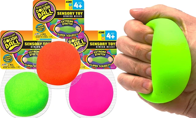 Bolas elásticas alivio del estrés (paquete de 3). Juguetes de estrés suave para niños tirón/estiramiento