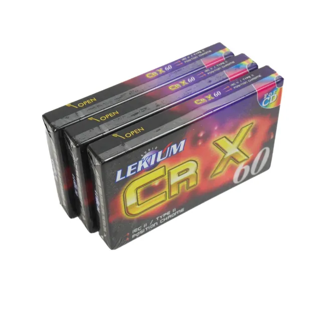 lot de 3 Cassettes Audio Chrome Type 2 Lekium Cr X 60 mintures - 284101