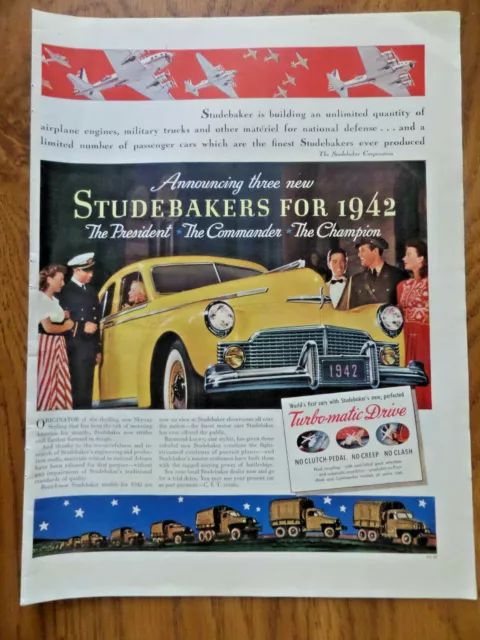 1942 Studebaker Ad The President Commander & Champion New Skyway Styling