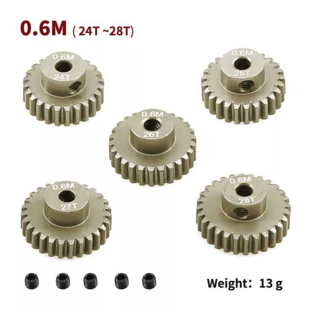 JIECHUN Engranaje de piñón de motor RC, 25T 26T 27T 28T 4pcs 48DP 0.197 JIECHUN Engranaje de piñón de motor RC, 25T 26T 27T 28T 4pcs 48DP 0.197