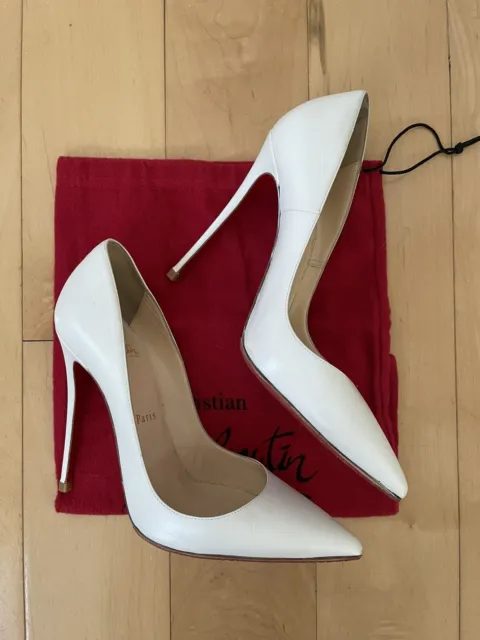 Christian Louboutin So Kate  120mm White Kid  Leather Pumps Size 37 IT 7 US