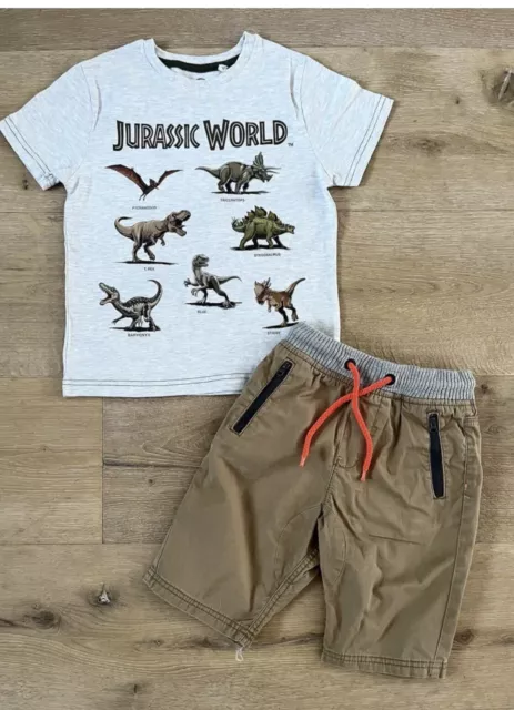 Boys Next Primark Summer Shorts Jurassic World Top Outfit - Age 6 Years (6-7