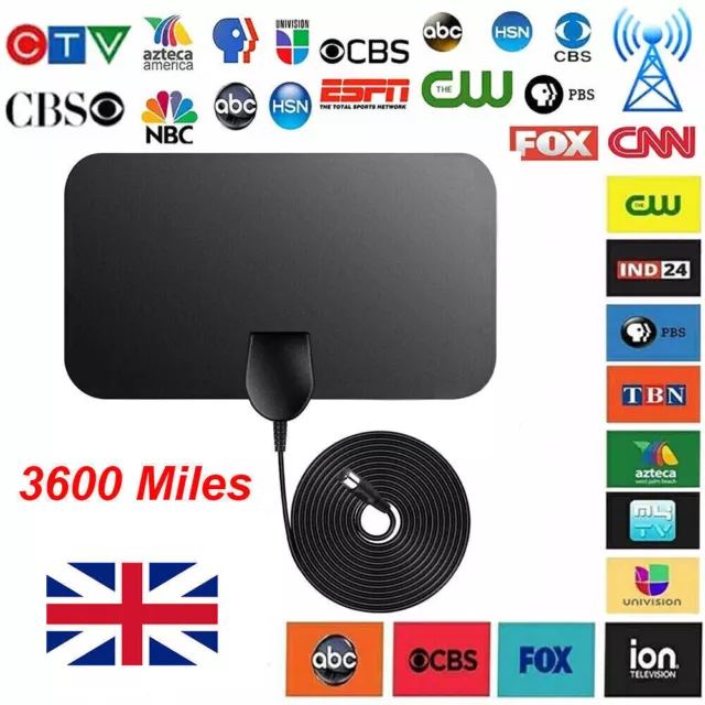 3600Miles Indoor HD Digital TV Antenna Aerial Signal Amplified 4K 1080P Freeview