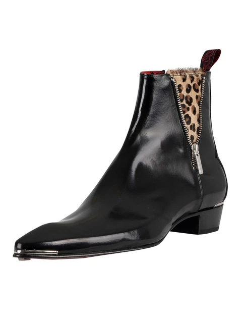 Jeffery West Pour des hommes Bottines chelsea en cuir poli, Noir