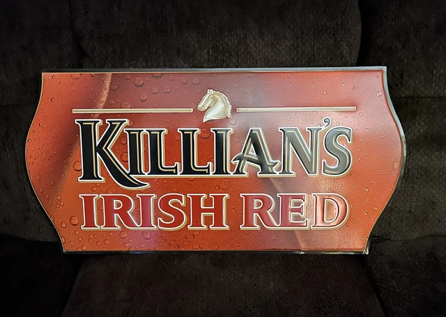 Bottle Beer  Killian’s  Red Embossed Metal Tin Advertising Sign Bar 29 X 14 In