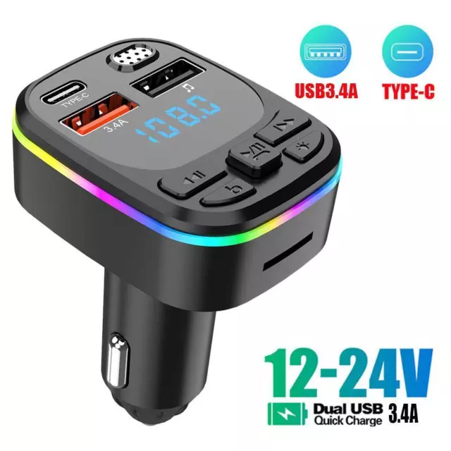 LENCENT FM Transmitter Bluetooth in-car, Auto-Tune Frequency Auto Search  Bluetooth Radio Frequency Wireless Car Adapter, Type-C PD 20W & QC3.0 Quick