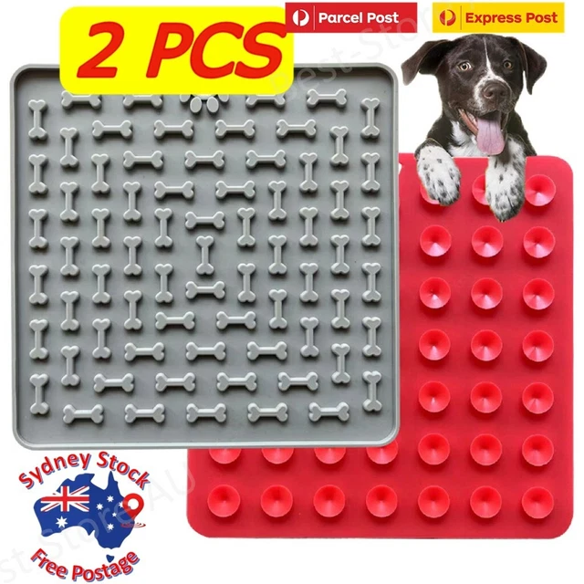 Silicone Dog Pet Lick Mat Pad Boredom Buster Slow Feeder Bath Grooming Helper AU