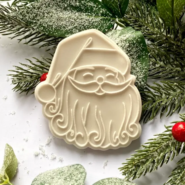 Tagliabiscotti e timbro di Babbo Natale. Natale fondente biscotto glassa to 10cm