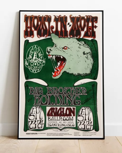 HOWLIN WOLF JANIS JOPLIN 1966 Tour REPRO Poster 36'' x 24'' (similar to A1 )