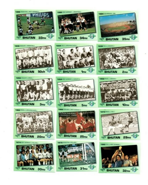 Bhutan 1991 1028-42 - World Cup - Set of 15v stamps - IMPERF