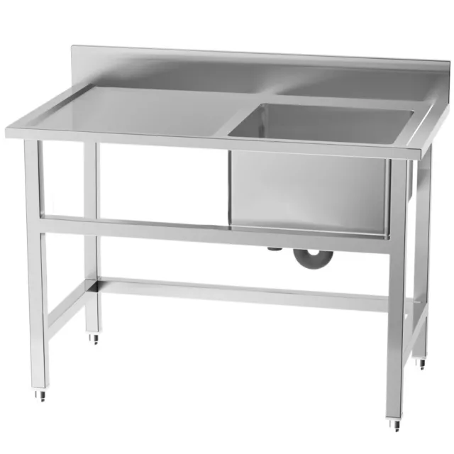 Stainless Steel Commercial Sink Wash Table Kitchen Catering Single Sink Bowl UK